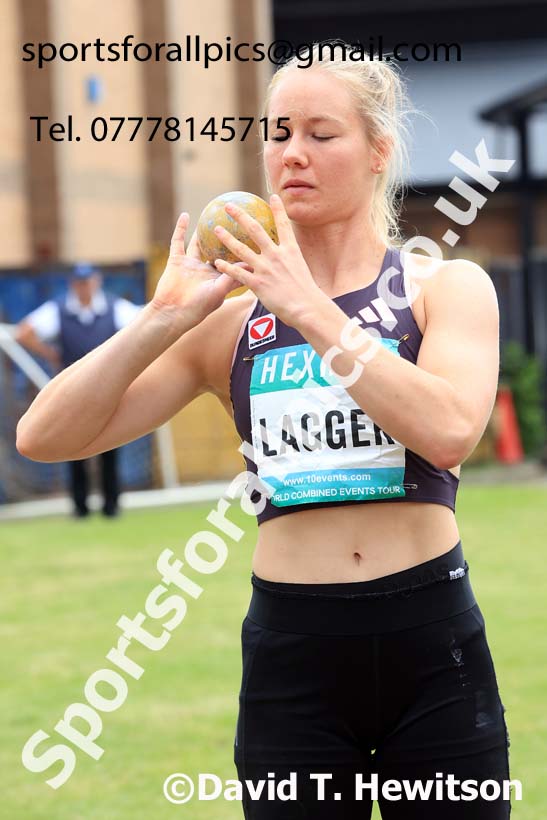 Womens Heptathlon Shot Putt, 2024 EAP International Combined events, Hewcham, Northumberland.  Photo: David T. Hewitson/Sports for All Pics